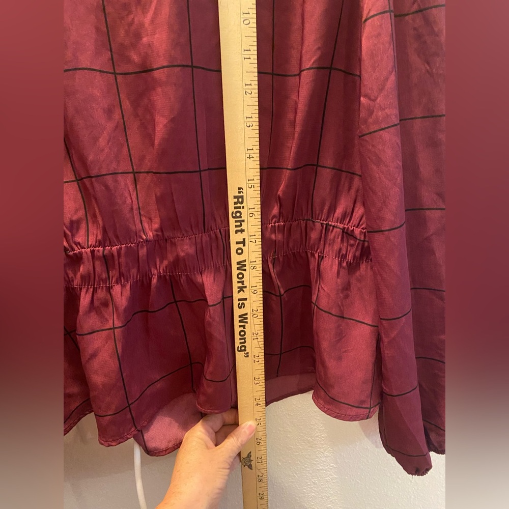Sweet Rain Maroon Plaid Top Size Large - Picture 5 of 7